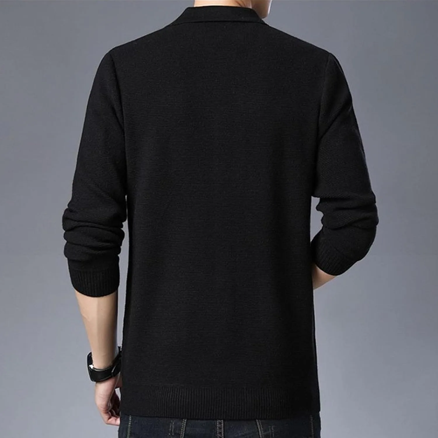 Мужской кардиган с лацканами, Slim Fit, легкий — фото 2