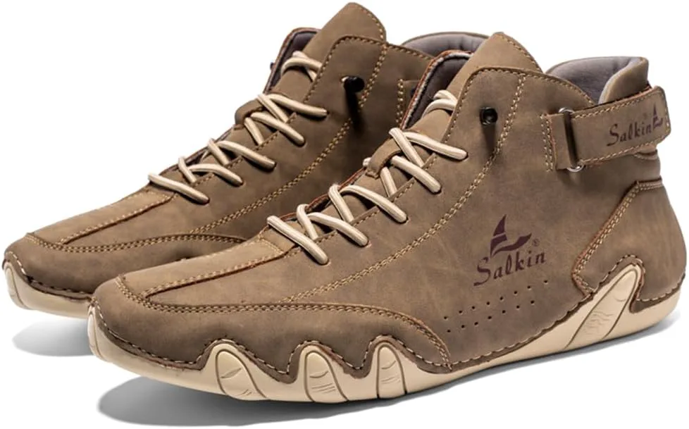 

Мужские повседневные кожаные модные кроссовки, ботинки-чикка на щиколотке, мокасины на легкой подошве, для ходьбы и вождения Abborora, хаки