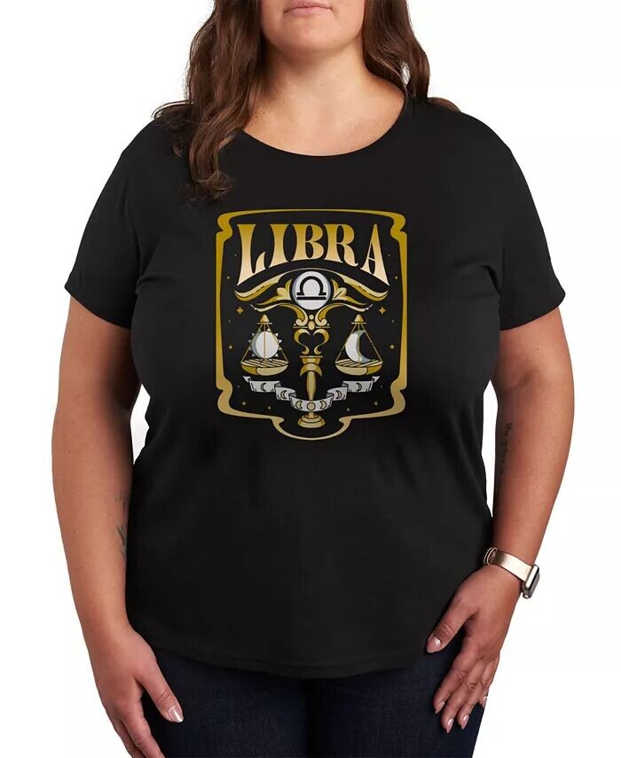 

Футболка больших размеров с рисунком Zodiac Libra Hybrid Apparel, черный