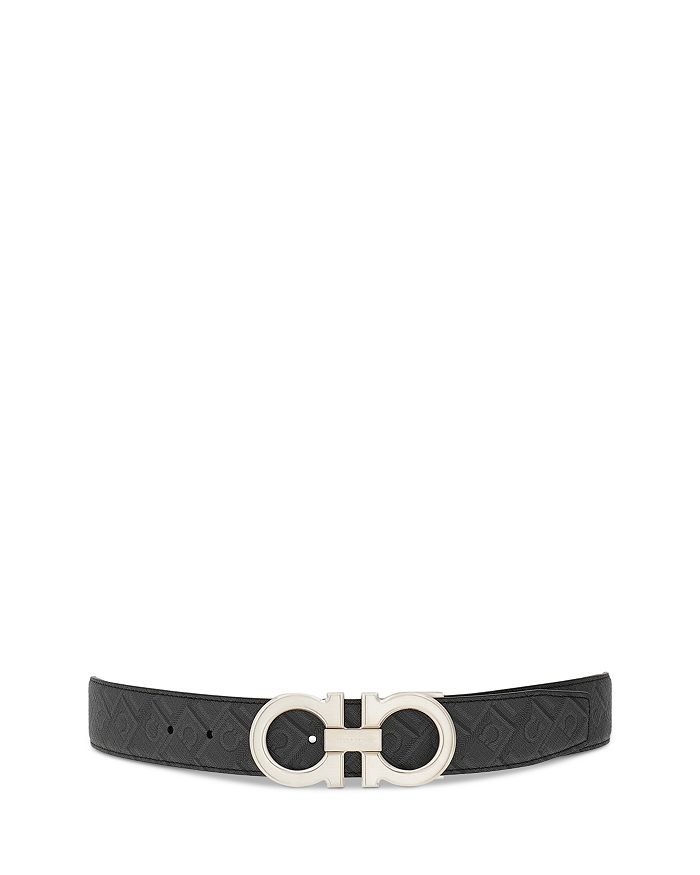 

Мужской двусторонний кожаный ремень Double Gancini Ferragamo, черный