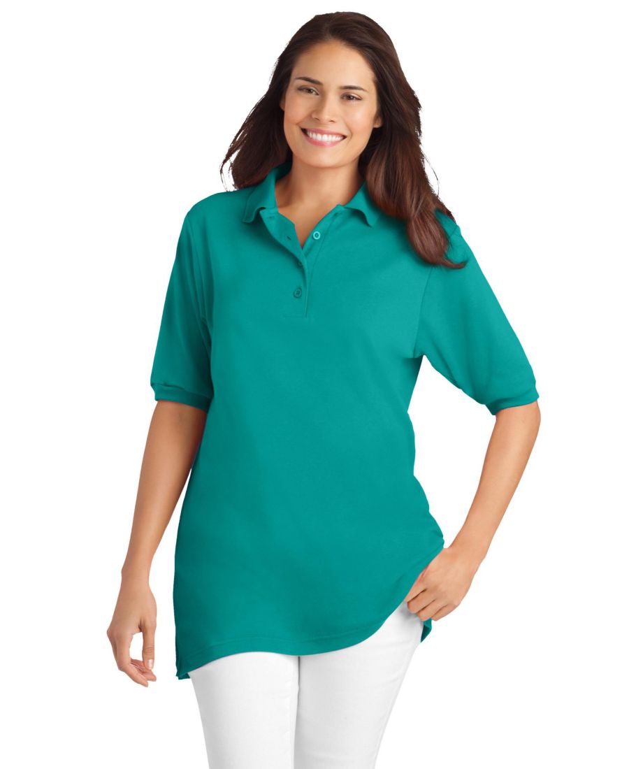 

Поло-туника большого размера с рукавами до локтя Woman Within, Waterfall