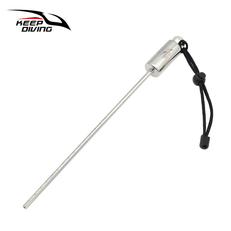 

QINGHONG Погремушка для дайвинга Ding Stick Молоток для бутылок из нержавеющей стали Подводный зонд со шкалой, самозвоном и ручной веревкой, черный