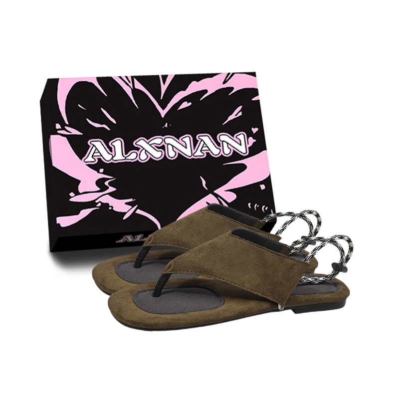 Alxnan Женские сандалии на одной застежке оливкового цвета в коробке, цвет Olive Green (Box)
