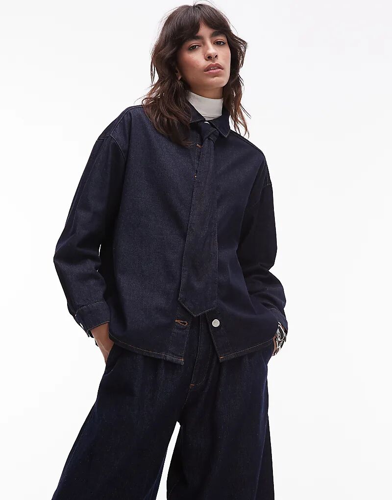 

Свободная джинсовая рубашка ASOS DESIGN с галстуком цвета индиго