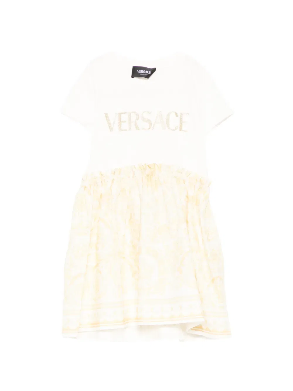Платье-футболка с принтом Versace Kids, белый