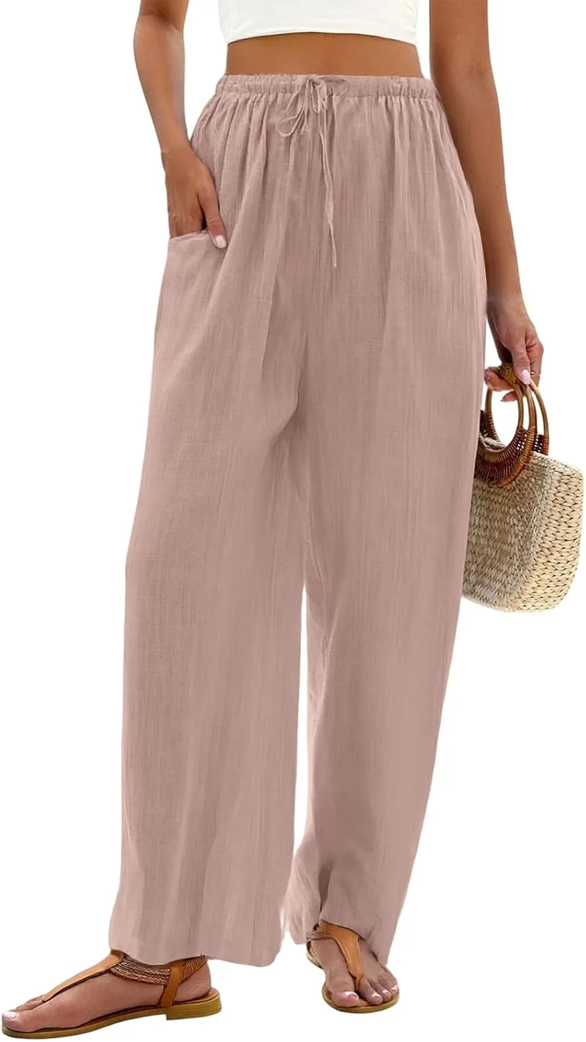 

Кенвина Льняные брюки палаццо для женщин летние пляжные Kenvina