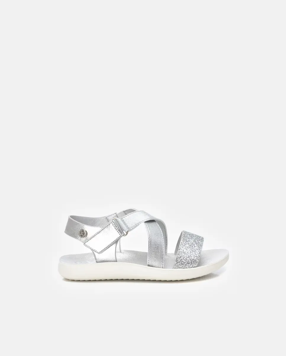 

Сандалии для девочек с застежкой-липучкой и ремешками спереди Xti, серебрянный