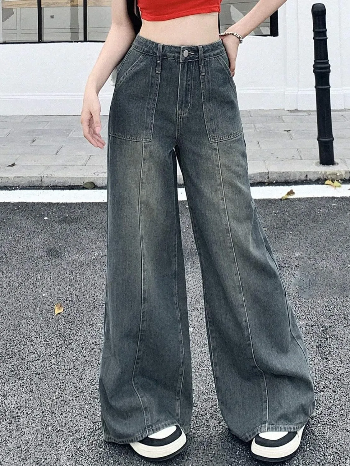 Женские классические джинсы Plain Denim Generic, Medium Wash — фото 2