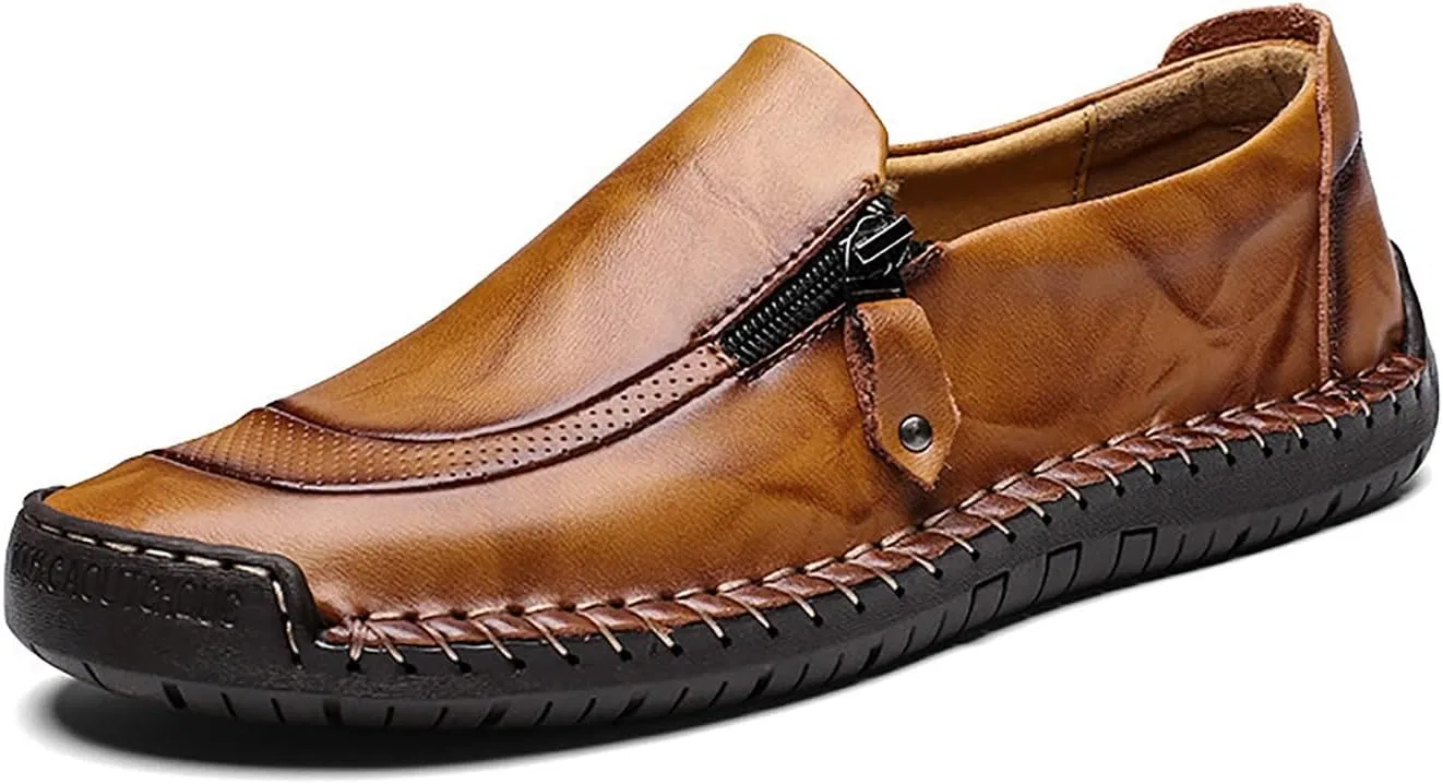 Мокасины кожаные Loafers для мужчин, желто-коричневые DAO-UPPSE