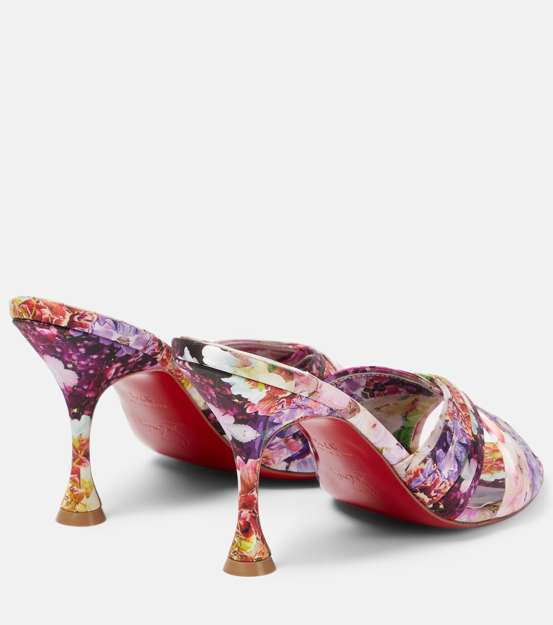 Nicol is back босоножки из шелкового атласа с цветочным принтом Christian Louboutin, мультиколор — фото 3
