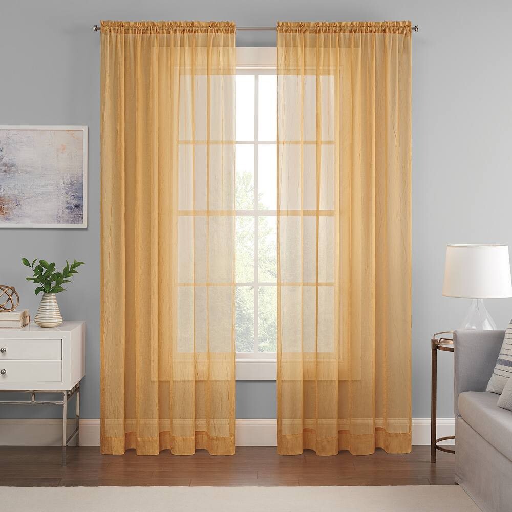

eclipse Emina Crushed Sheer Voile Rod Карманная оконная занавеска Eclipse, золотой