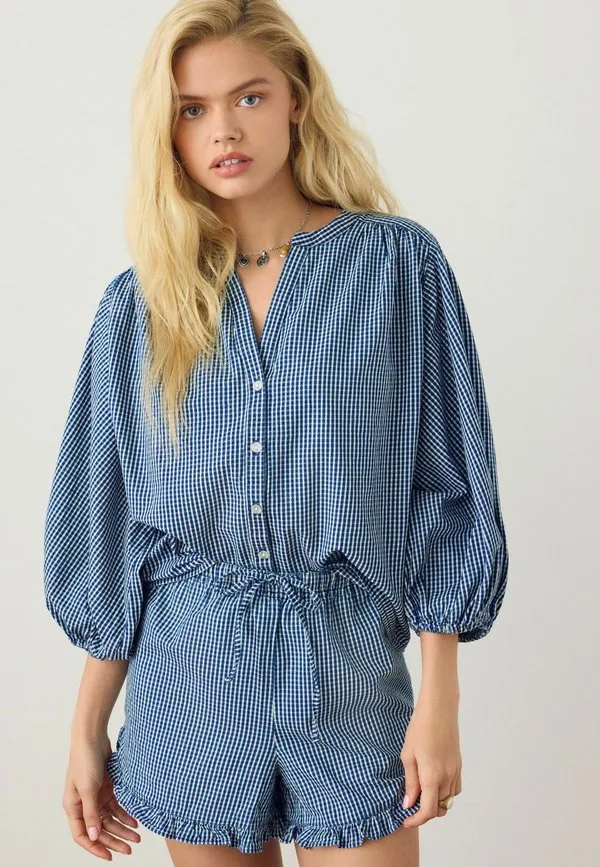 Шорты прямого кроя с оборками Next, Navy Gingham