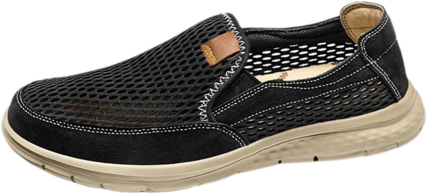 

Лоферы без шнурков, подходят для мужской летней повседневной обуви из сетчатого материала, легкие кроссовки для ходьбы Generic, черный