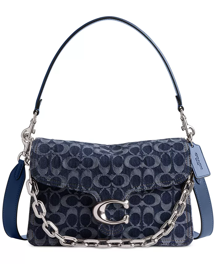 

Сумка через плечо Small Chain Tabby из фирменного денима COACH, синий
