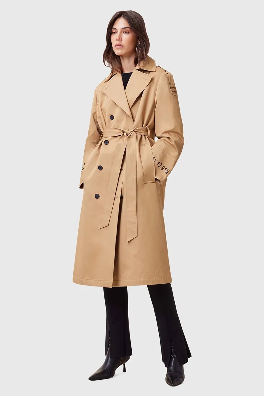 

Хлопковый тренчкот AllSaints DEMMI, коричневый