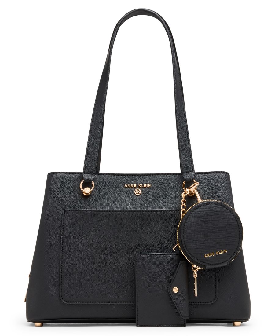 

Средняя сумка-мессенджер с тремя отделениями Anne Klein, Black