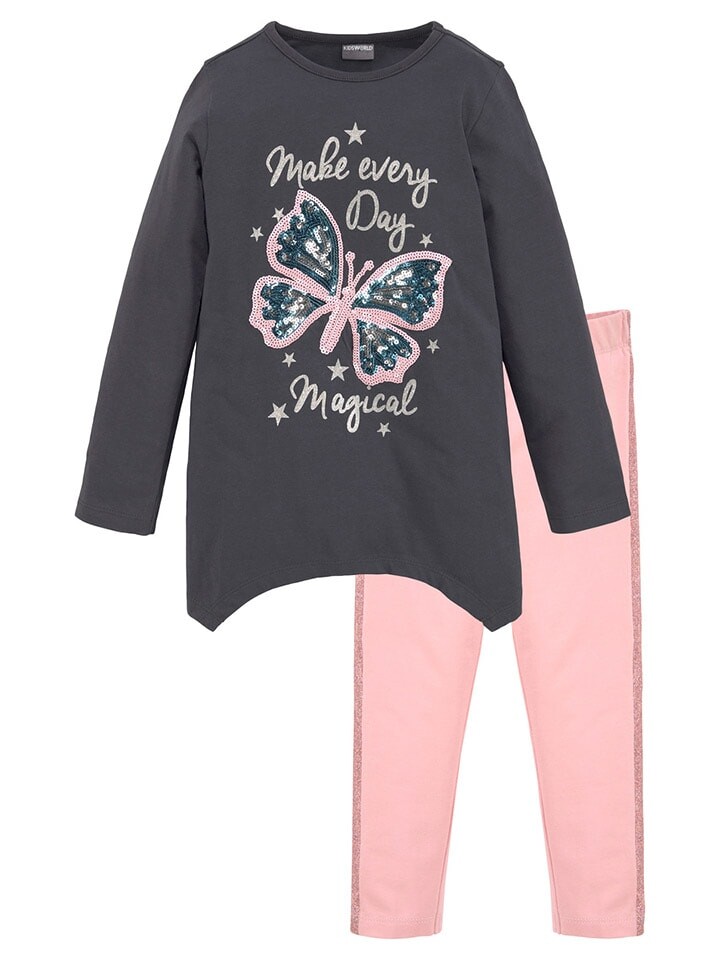 Платье Kidsworld 2tlg Outfit, цвет anthrazit/rosa — фото 2