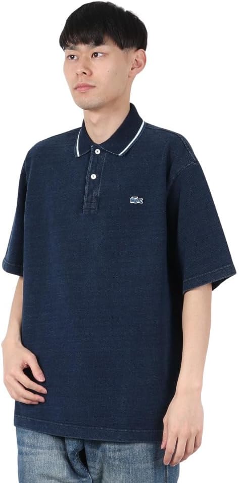 

Мужская рубашка-поло LACOSTE в рубчик, подобранная по цвету, цвета индиго