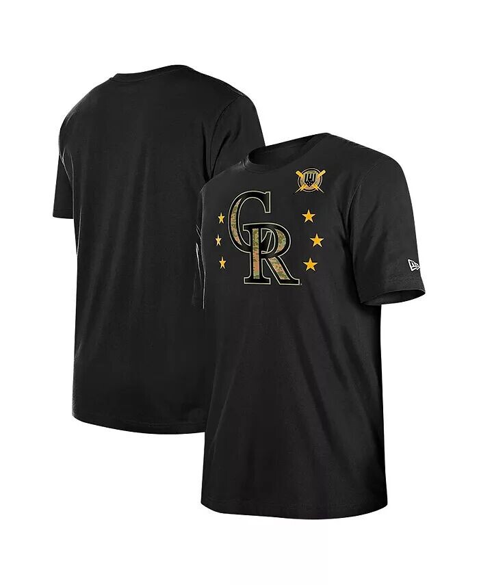 

Мужская черная футболка Colorado Rockies 2024-Armed Forces Day New Era
