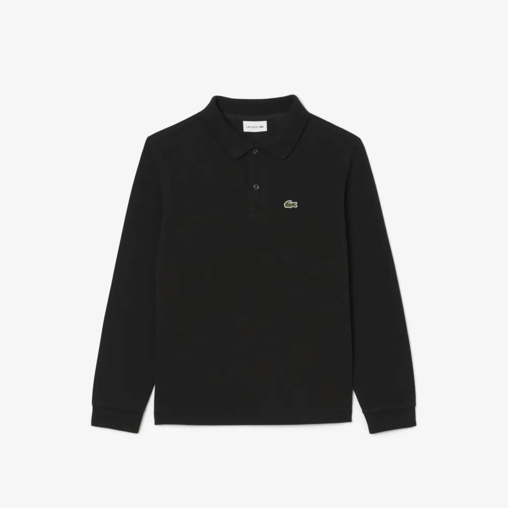 Детская базовая рубашка-поло с длинным рукавом, коричневая, от Lacoste
