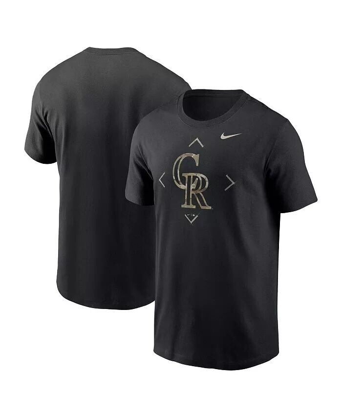 

Мужская черная футболка с камуфляжным логотипом Colorado Rockies Nike