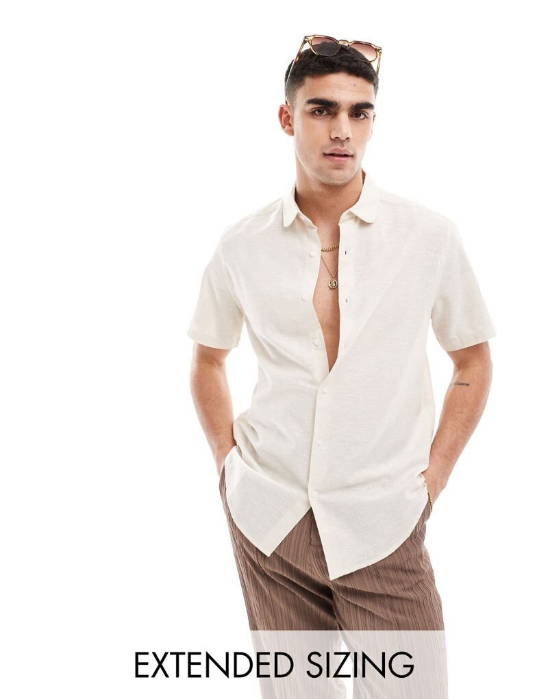 

Элегантная льняная рубашка с пенни-воротничком ASOS DESIGN цвета экрю