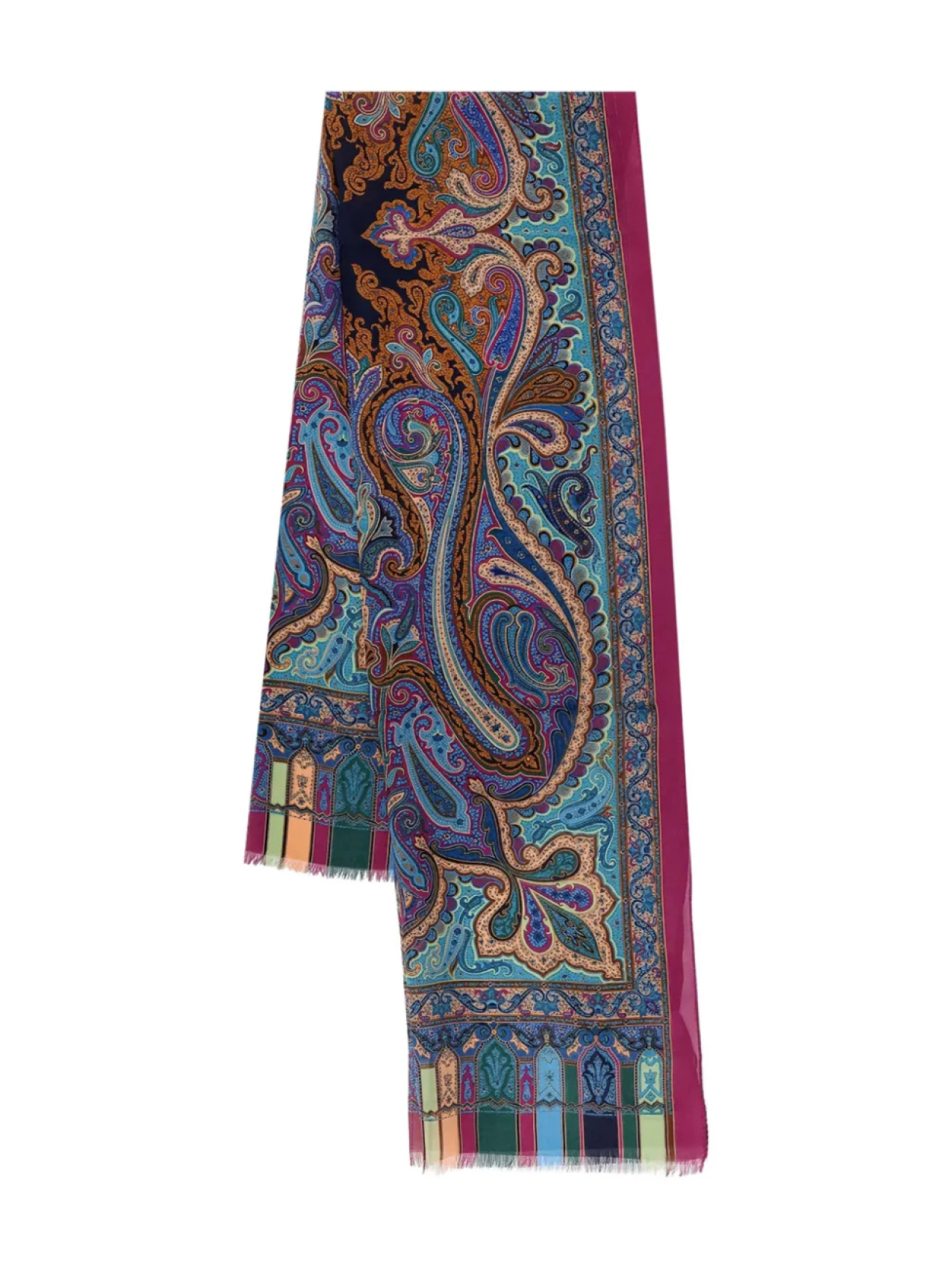 

Шелковый шарф ETRO с узором пейсли, синий