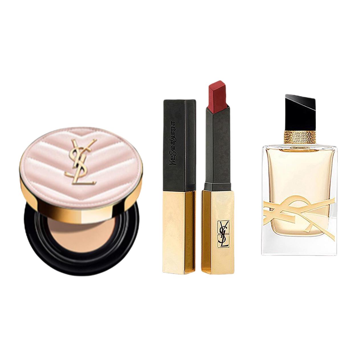 

SAINT LAURENT Красный nude celebrity двухцветный набор макияжа для стойкого тона лица комплект из трех предметов