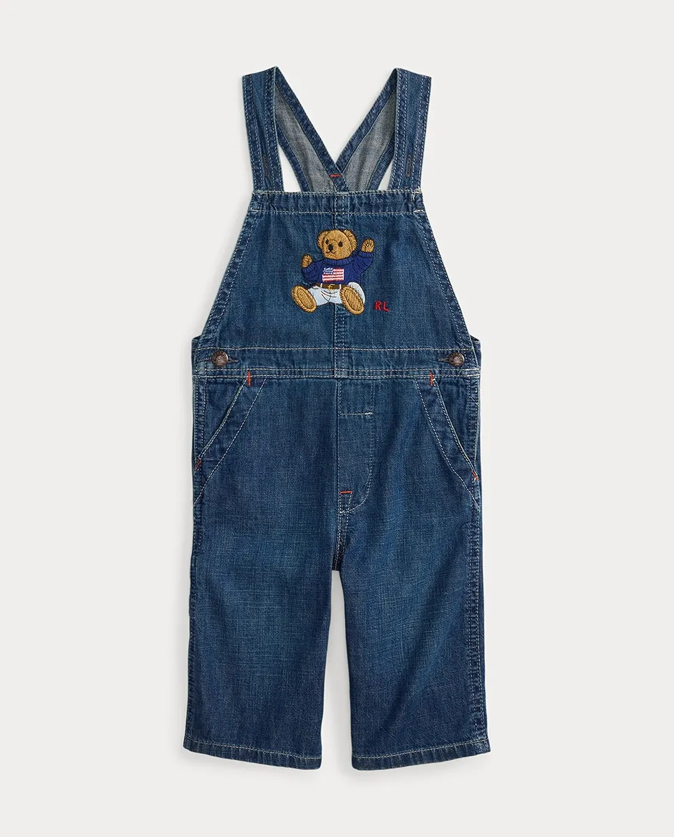 

Мужской детский хлопковый слюнявчик с медвежонком Полом Polo Ralph Lauren, индиго