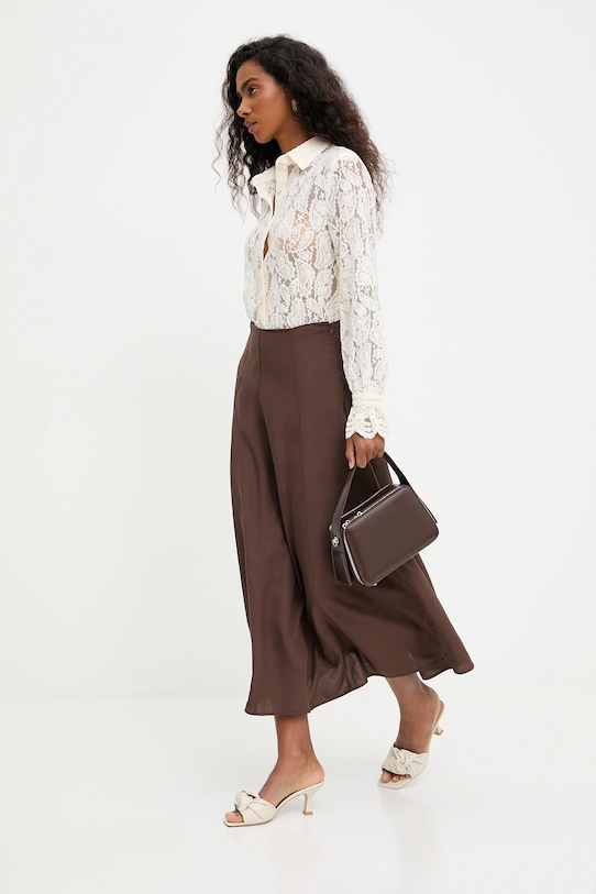 

Юбка с льняной вставкой Answear.Lab, коричневый