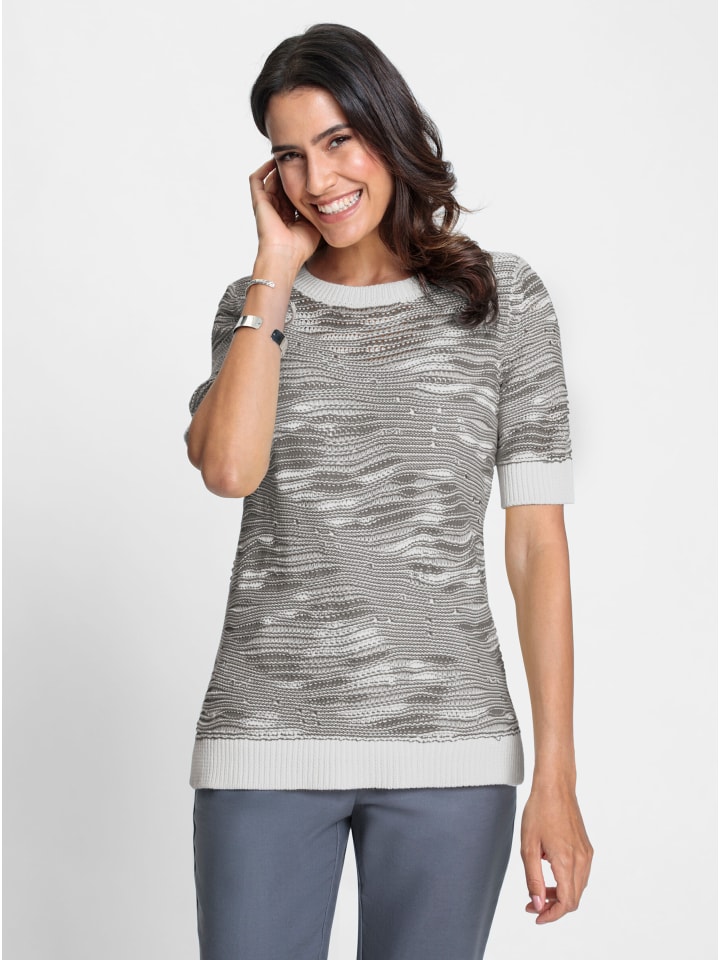 

WITT WEIDEN Свитер с короткими рукавами, серо-белый узор