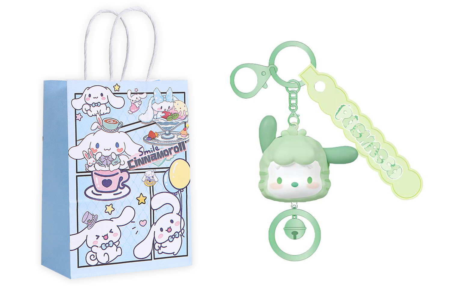 

Sanrio Кулон для сумки из ПВХ и цинкового сплава унисекс, Pochacco+Exquisite Shopping Bag