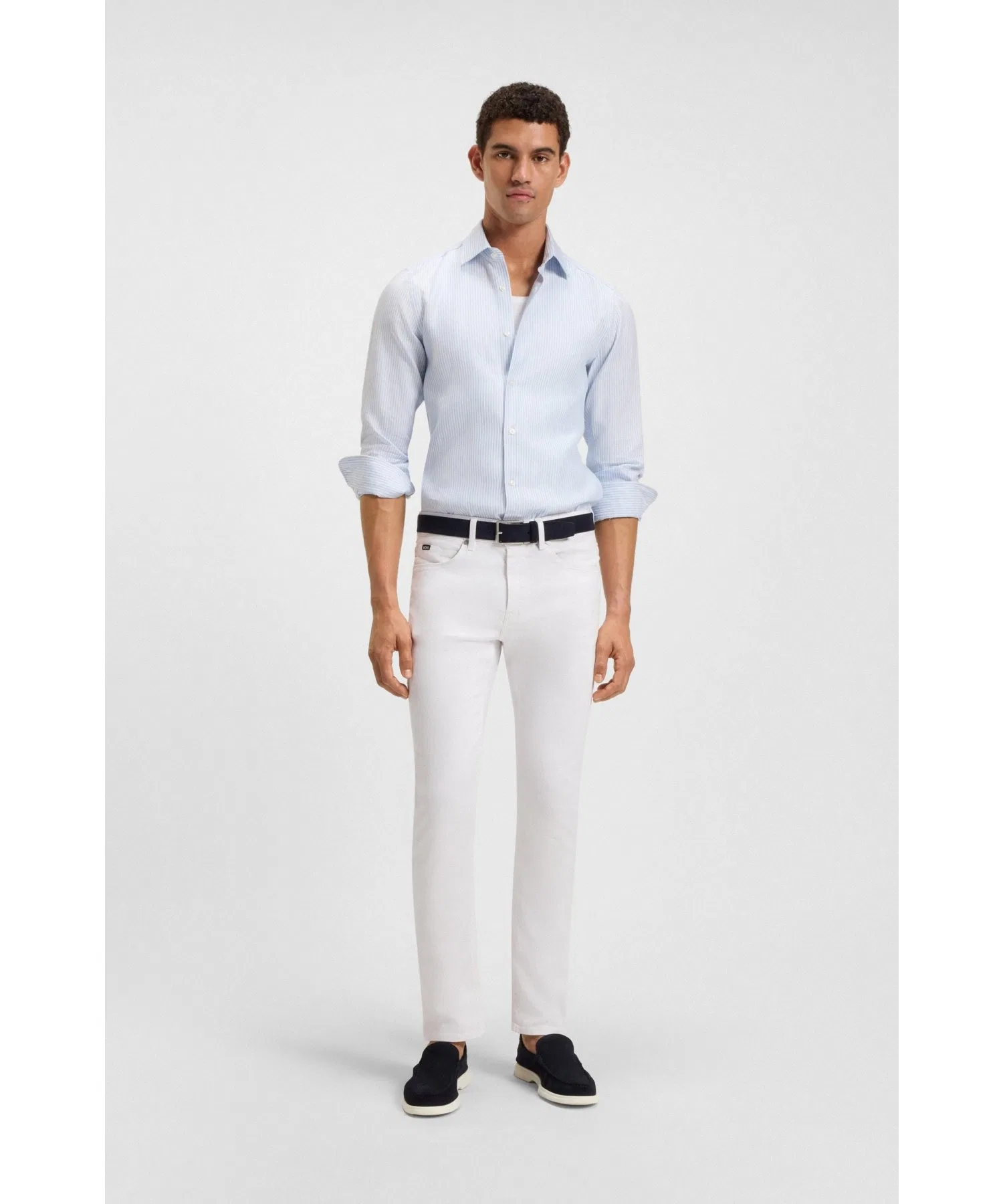 Джинсы Delaware Slim Fit, белые, из эластичного денима. — фото 4
