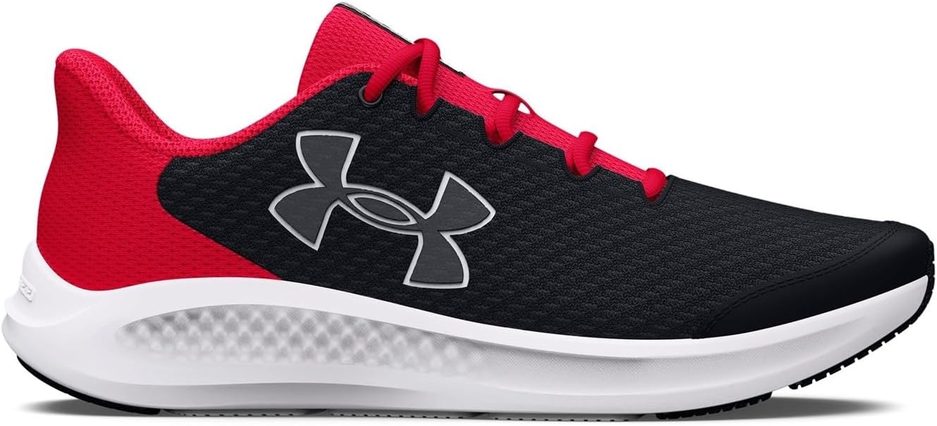 Кроссовки для детей школьного возраста Under Armour Charged Pursuit 3, белый/черный/красный — фото 2
