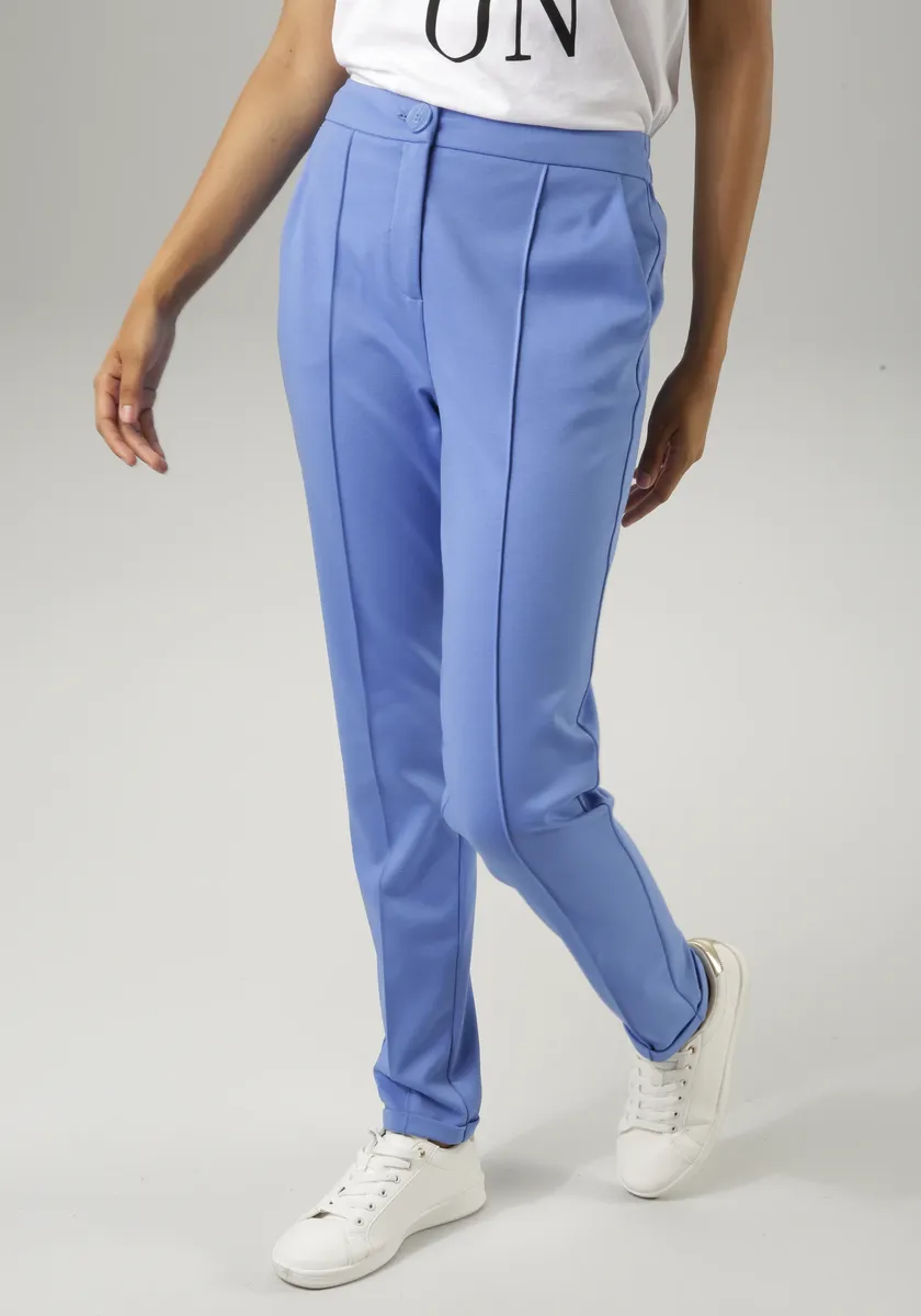 

Трикотажные брюки Aniston CASUAL, украшенные защипами, синий