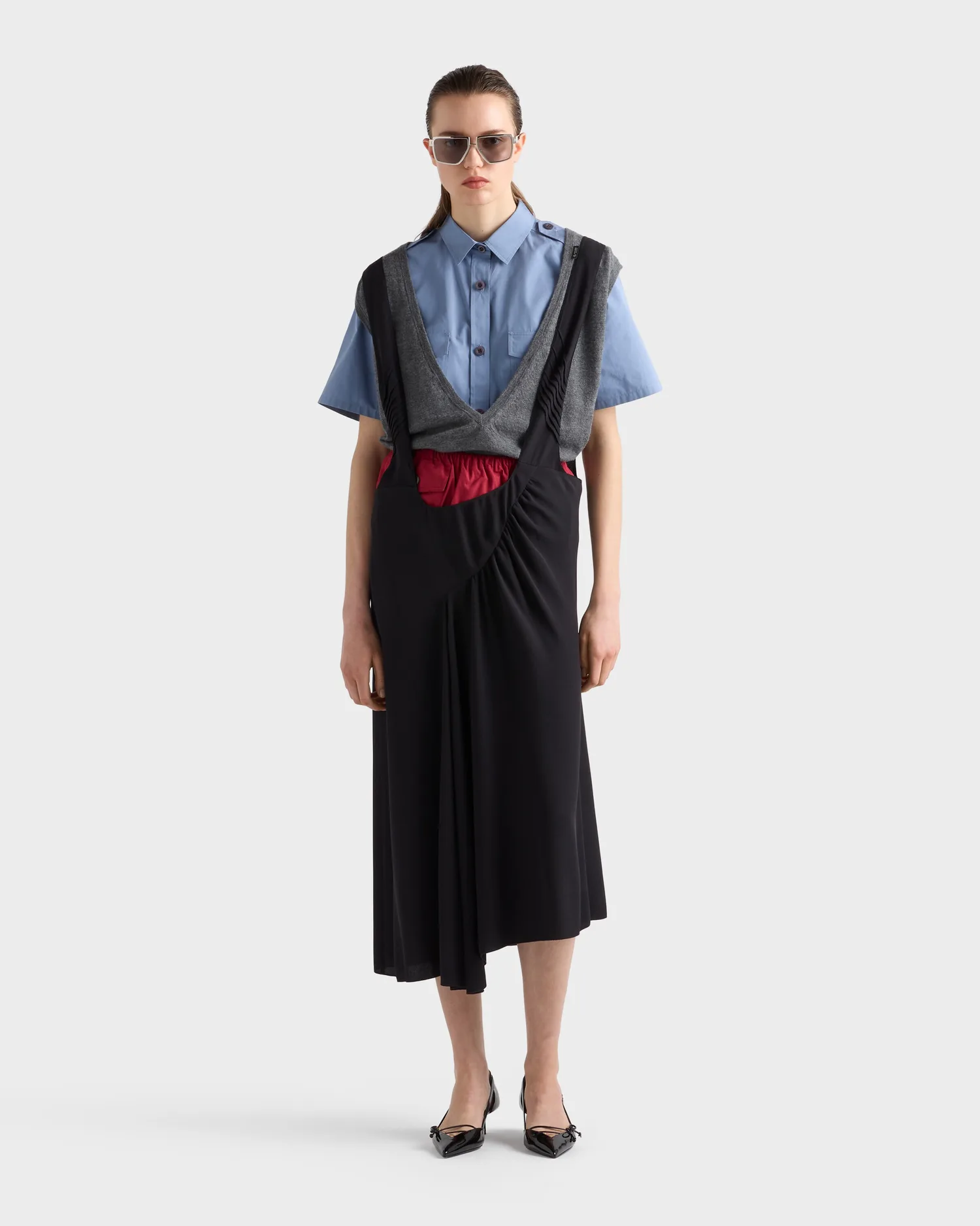 Рубашка из хлопкового поплина Prada, голубой — фото 2