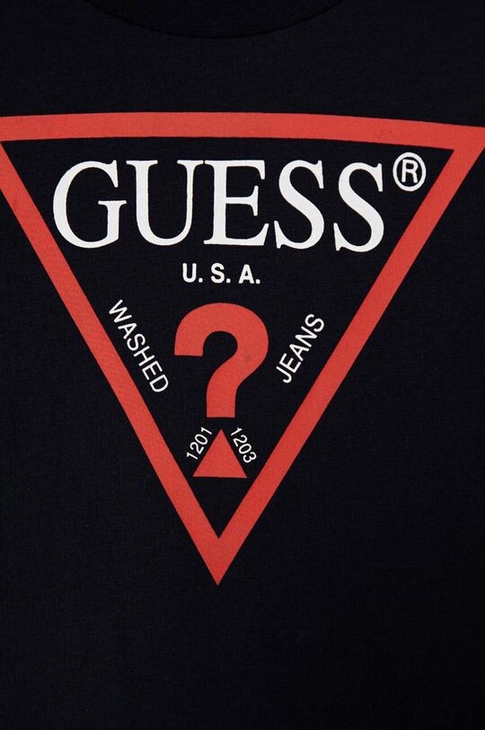 Детская хлопковая футболка Guess, темно-синий — фото 2