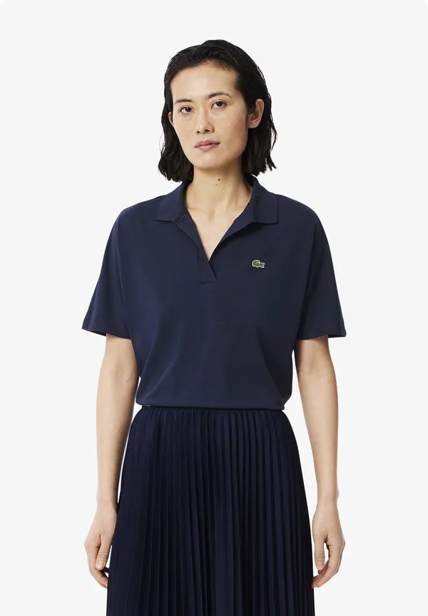 Рубашка-поло Lacoste Bleu Nuit, однотонная, дышащая
