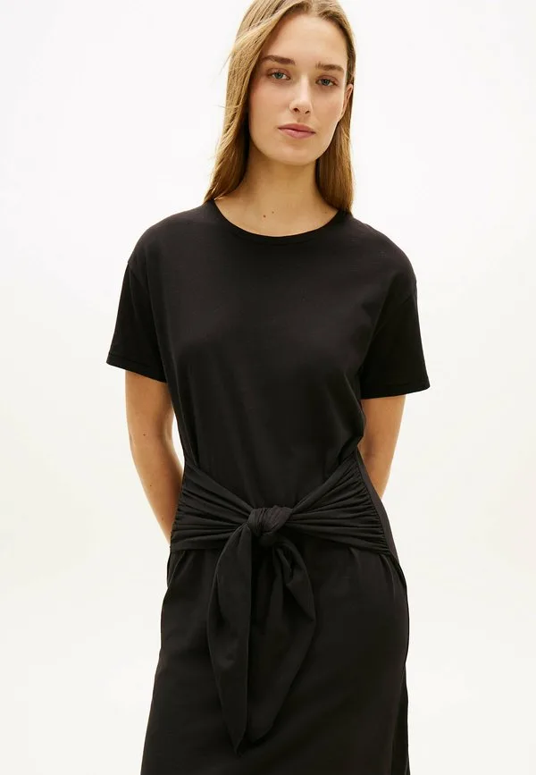 Трикотажное платье миди с текстурированным узлом Tommy Hilfiger, Black — фото 4