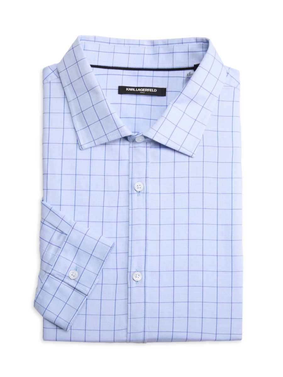 

Рубашка Windowpane Modern-Fit Karl Lagerfeld Paris, светло-синий