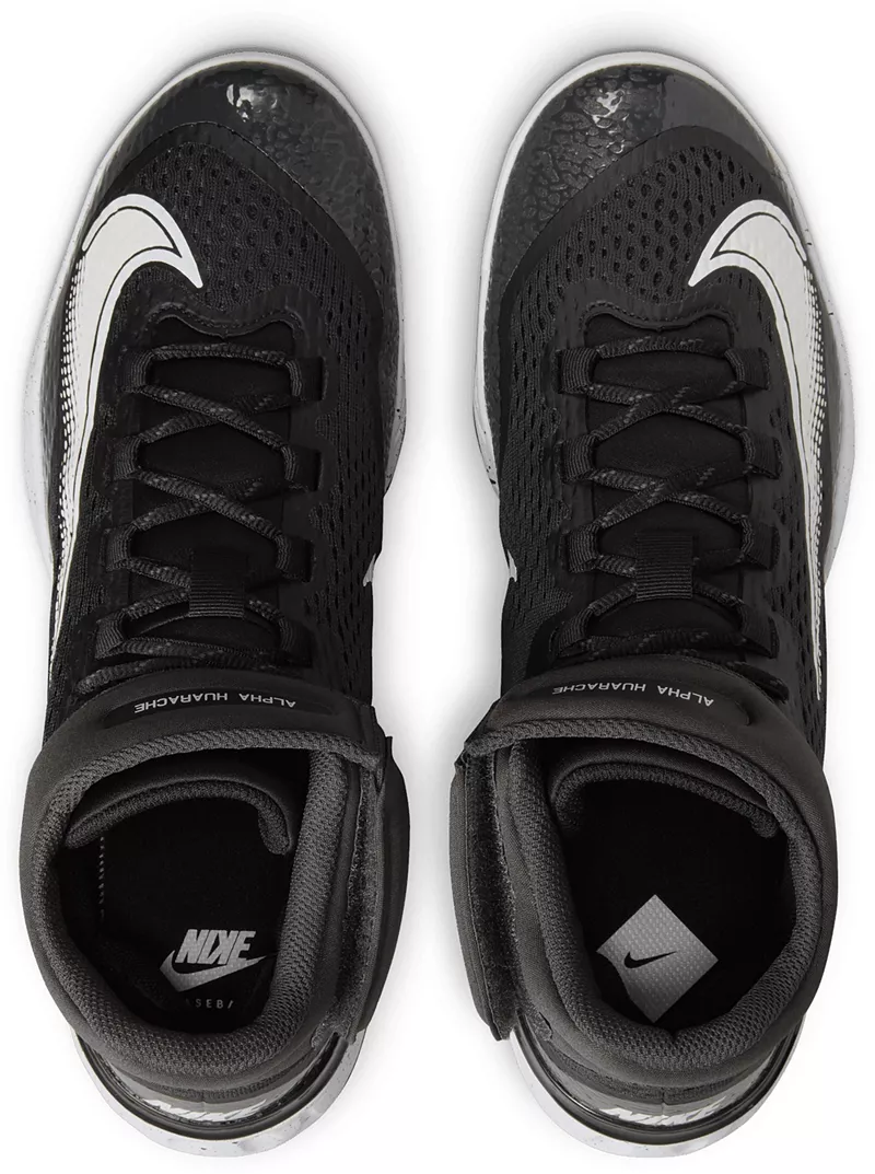 Мужские бейсбольные бутсы Nike Alpha Huarache Elite 4 Mid Metal, черный/белый — фото 2