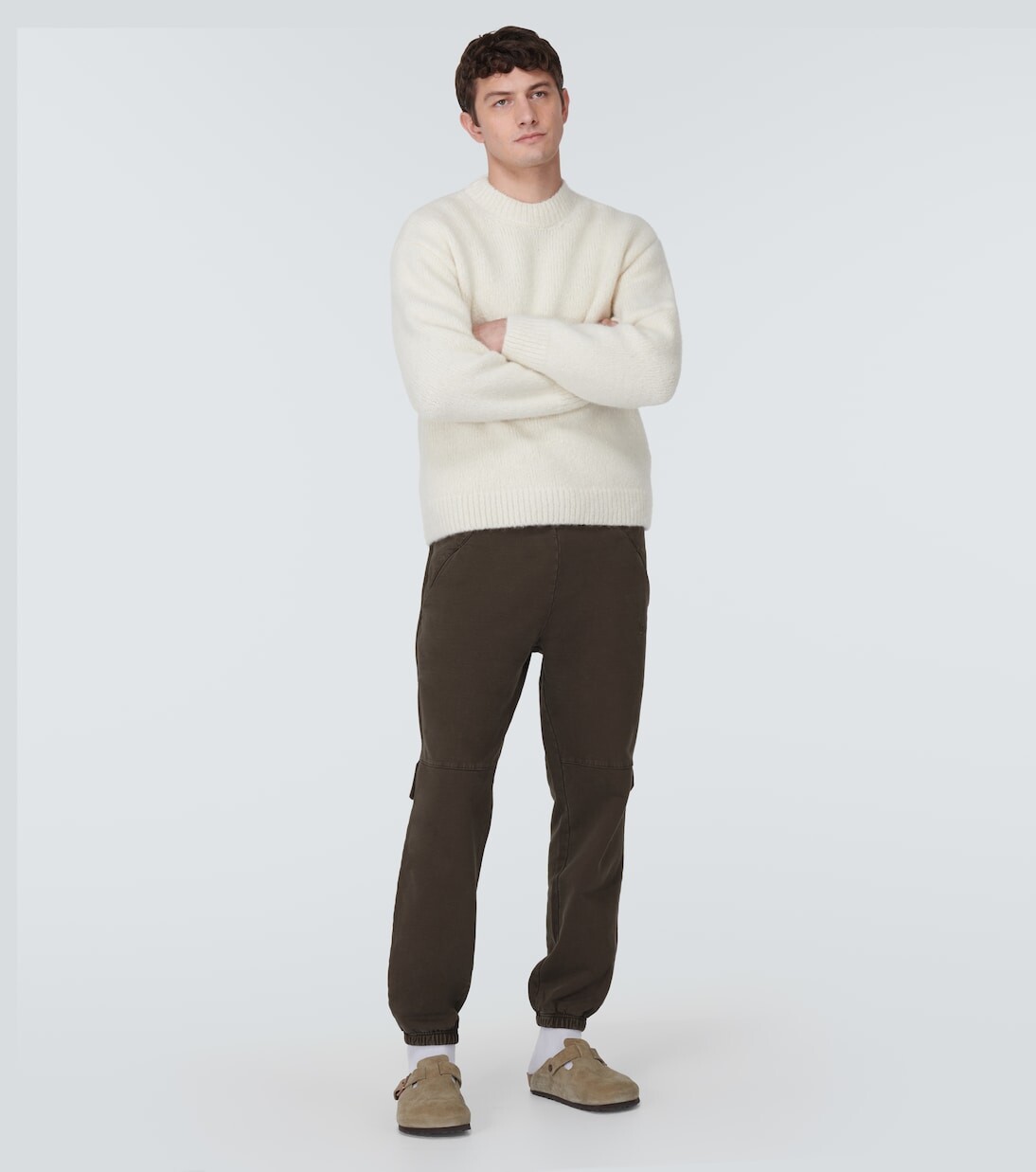 Спортивные брюки le jogging camargue из хлопкового флиса Jacquemus, коричневый — фото 2