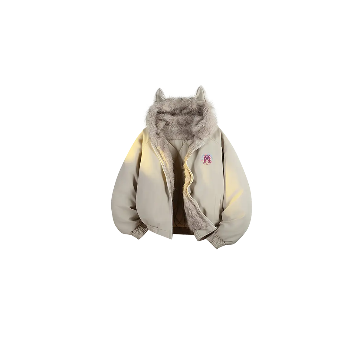 

Пуховик женский с капюшоном утепленный классический Disney, хаки