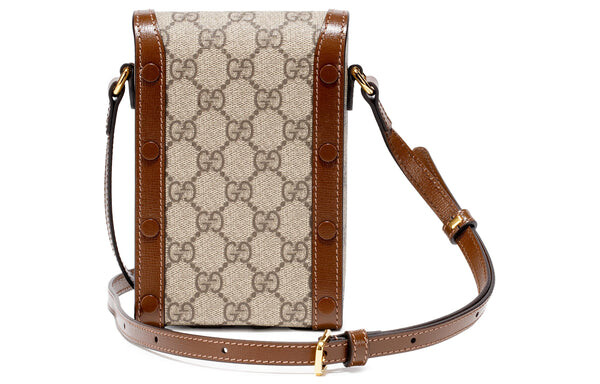 Сумка horsebit 1955 mini bag in gg supreme 'brown' Gucci, коричневый — фото 3