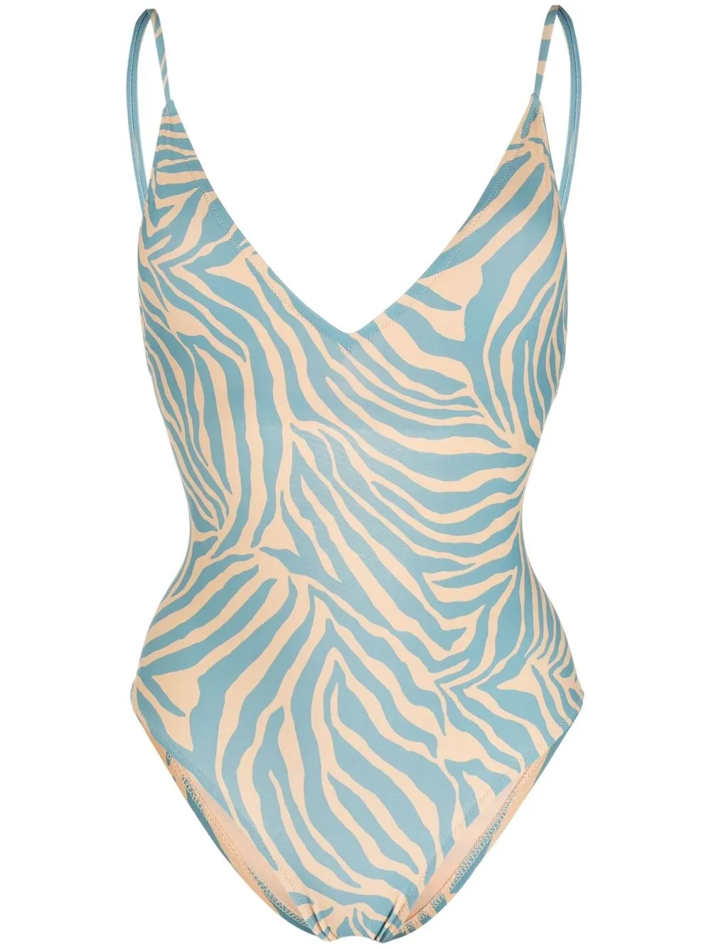 

Купальник с открытой спиной и зебровым принтом Anjuna, синий