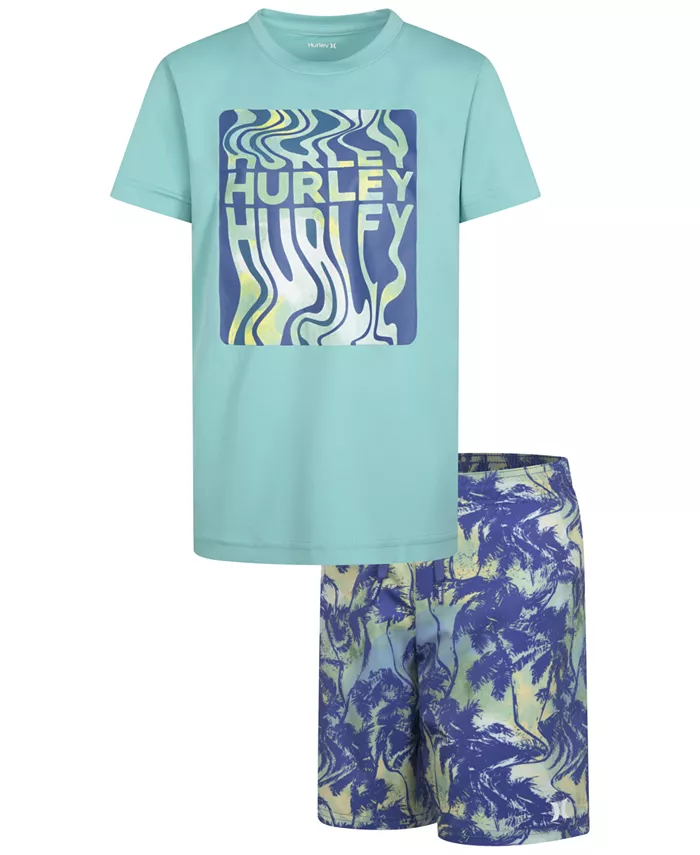 

Детский комплект для мальчиков Palm Beach: футболка и плавки, 2 предмета Hurley, зеленый