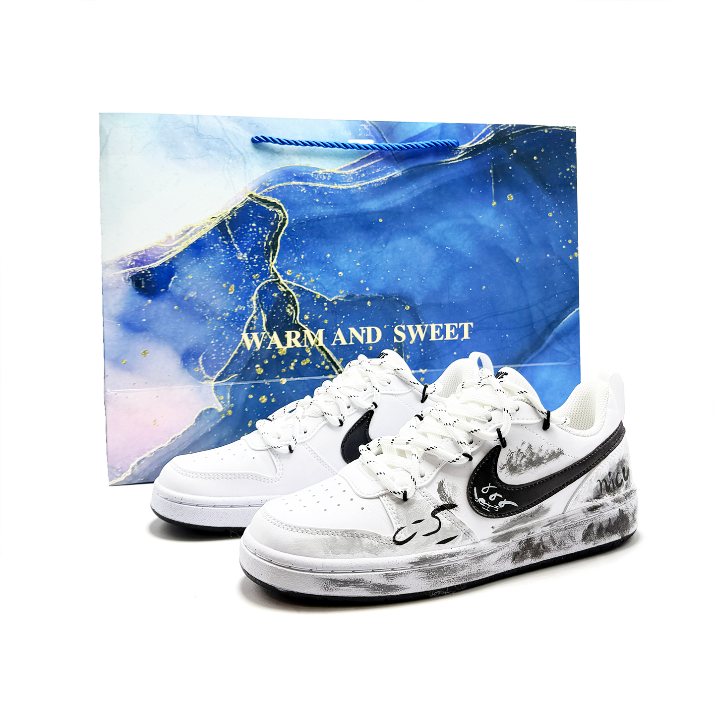 

Nike Court Borough LOW RECRAFT нескользящие устойчивые к истиранию низкие детские скейтбординговые туфли black gray для подростков