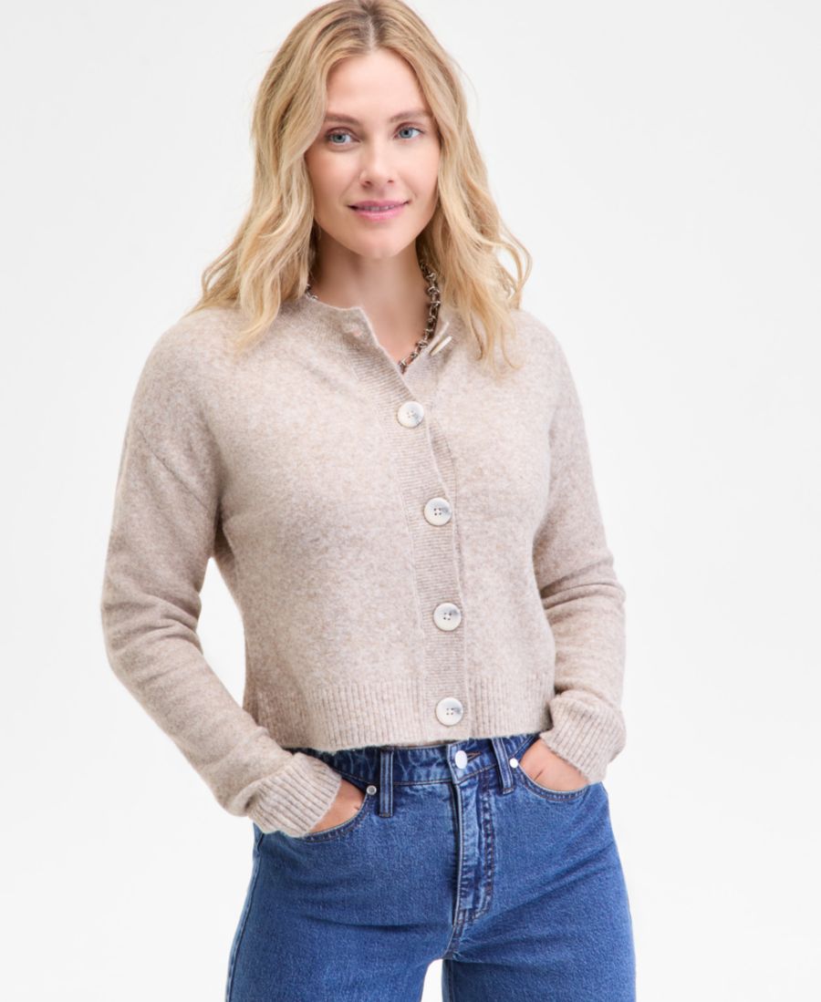 

Укороченный женский кардиган с круглым вырезом On 34th, Serence Beige Heather