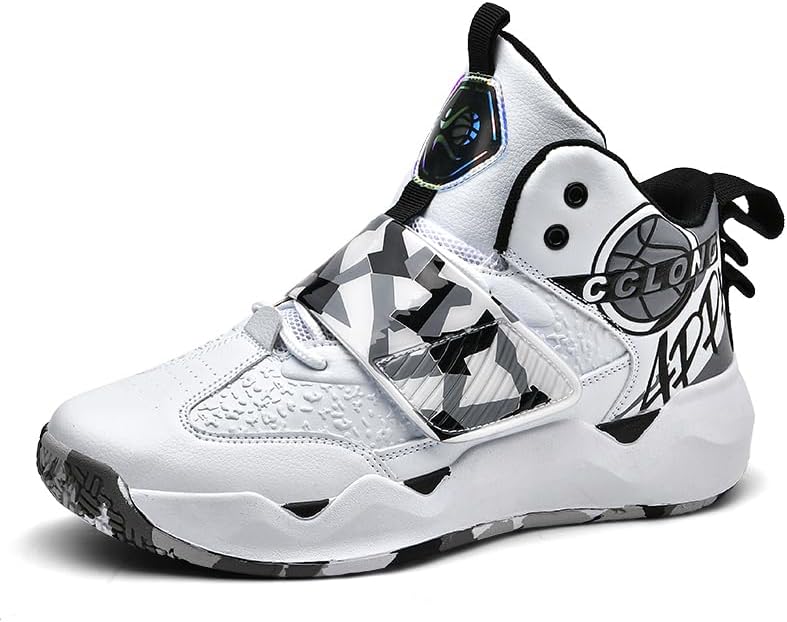 

Баскетбольные кроссовки для мальчика, легкие модные кеды Jevaloo, белый/черный