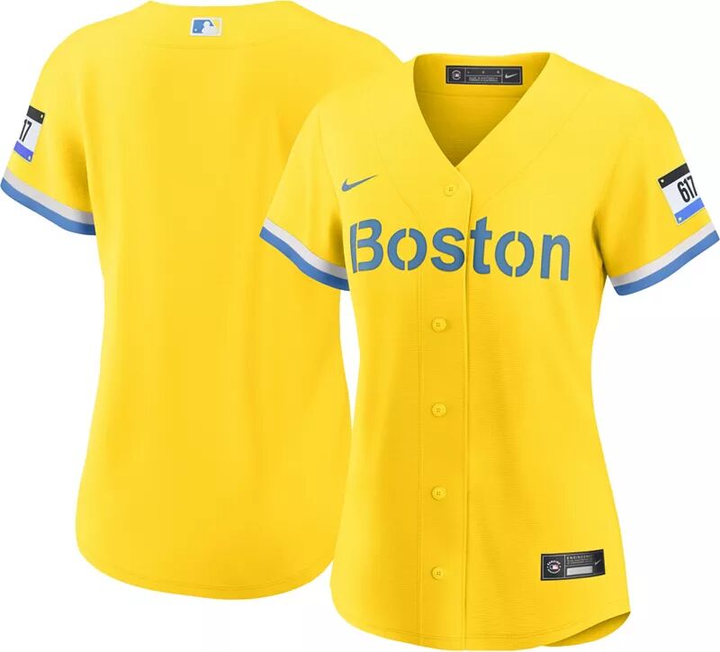 

Женская бейсбольная майка Nike Boston Red Sox Gold 2021 City Connect Replica